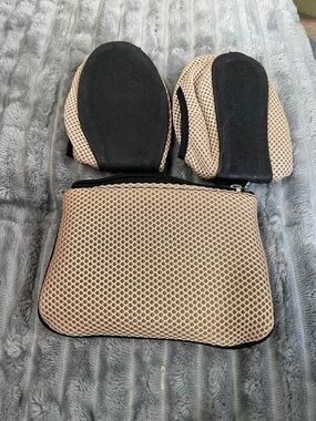 Foldable Beige Ballet Flats with Carry Pouch
